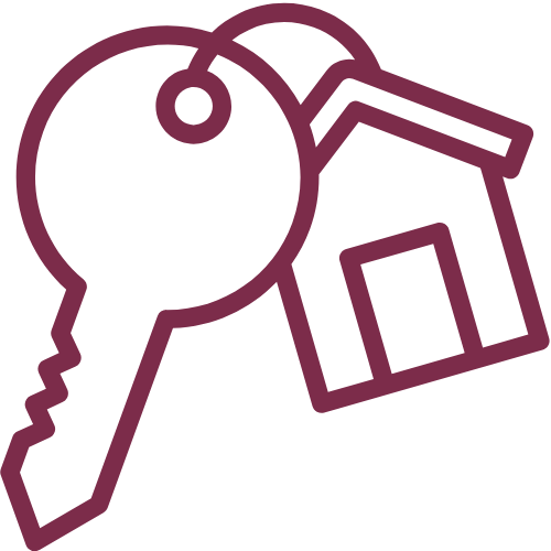 Maroon Key with House Keychain